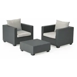 KETER Allibert Salta Balkonmöbel Set in Anthrazit Stilvolle Rattan-Optik für Garten & Balkon