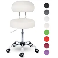 TRESKO Rollhocker mit Lehne Beige Arbeitshocker Hocker Drehhocker Kosmetikhocker