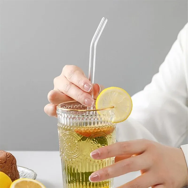 Huacan Trinkhalm-Set aus hochborosilikatglas, tragbares Haushaltsset, 5-teiliges Set