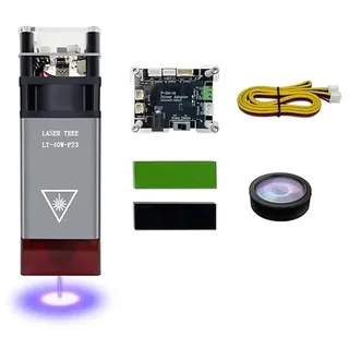 Aufgerüstetes Lasermodul-Kit, LASER TREE 23mm Fixfokus Balance Gravier und Schneidkopf, Lasergraviermodul 5W optische Leistung mit Metall-Windschutzhaube für Lasergraviermaschine, 12V