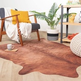 FRAAI Kuhfell - Bovine Braun 155x190cm - Rindsleder Teppich - Kunstfell - Polyester - Rinderfell - Tier - Stierfell - Wohnzimmer, Esszimmer, Schlafzimmer - Rug