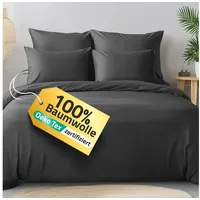 Slummer Bettwäsche 155x220 Baumwolle 4teilig Anthrazit - Grau 2