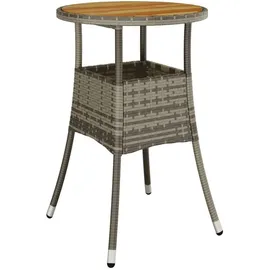 vidaXL Gartentisch Ø 60 x 75 cm Akazienholz/Poly Rattan Grau