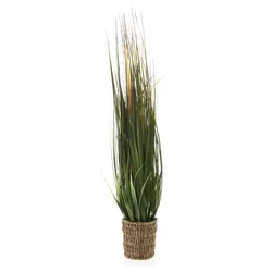 Ziergras im Korb - Kunstpflanze im Topf - Dekogras - H: 80cm - D: 12cm - grün/br...
