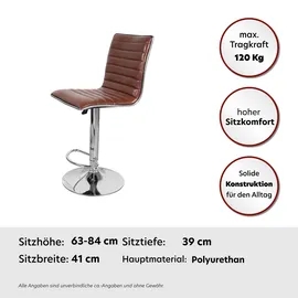 Kayoom Barstuhl Midnight 625 2er-Set, in Leder-Optik, höhenverstellbar, drehbar braun
