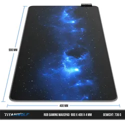 Titanwolf RGB Gaming Mauspad, Mousepad 900 x 400 mm, verbessert Präzision & Geschwindigkeit, Stars Design