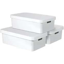 Curver - 3-er Set INFINITY Box mit Deckel 30L weiß   weiß