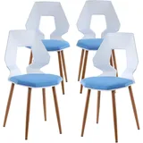 TRISENS 2er 4er Set Design Stühle Esszimmerstühle Küchenstühle Wohnzimmerstuhl Bürostuhl Kunststoff, Farbe:Weiß/Hellblau, Menge:4 St.