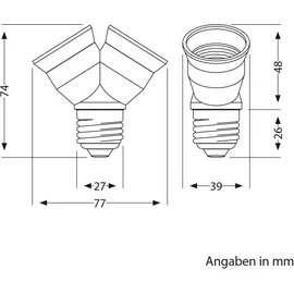 ledscom.de E27 Sockel, 2-fach Splitter-Adapter, weiß
