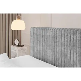 altdecor Boxspringbett - TOLO 160x200 Cord - Hellgrau - Komplett-Set mit Taschenfederkern Matratze und Topper, Polsterbett mit H4-Matratze Bettkäs... - Hellgrau