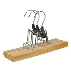 Haushalt International 3er Set Hosenspanner aus Holz Kleiderbügel Hosenbügel Hosen Holz