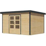 Karibu Metall-Holzgartenhaus Hybridhaus Pluto A/B/C/D - 28 mm Holz-Ausführung: naturbelassen Blech-Ausführung: anthrazit 364 x 244 cm (Pluto 7)