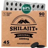 5 elementum Shilajit Tabletten Hochdosiert – 45.000 mg | 90 Tabletten | Reines Shilajit Original Mumijo Reich an 82% Fulvinsäure | Handgefertigt