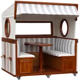 Gosch-Lounge Strandkorb 6-Sitzer durchgeflochten Mahagoni PVC Weiß...