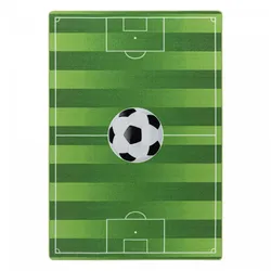 Kinderteppich Fußball, Fußballfeld mit Flaggen Motiv, Höhe 9 mm Ökotex Standard