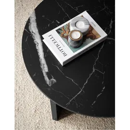 Wohnling Couchtisch Schwarz MDF Marmor 70 x 70 x 33 cm