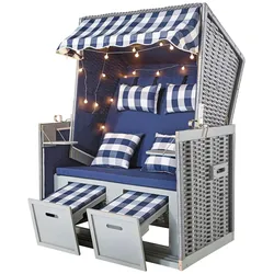 Strandkorb, 2-Sitzer, inkl. LED-Beleuchtung, 26605440-0 Korpus: grau Bezug:
