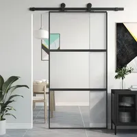 vidaXL Schiebetür Schwarz 102,5x205 cm Hartglas und Aluminium
