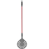 HENDI Pizzaschaufel rund, gelocht, perforiert, Länge kann flexibel angepasst werden, Pizzaschieber, Brotschieber, 1200x230mm, besonders haltbares eloxiertes Aluminium
