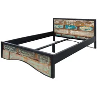 Massivmoebel24 Bett Altholz 140x200 mehrfarbig lackiert INDUSTRIAL #110
