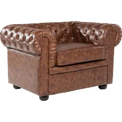 Sessel CHESTERFIELD Kunstleder Goldbraun