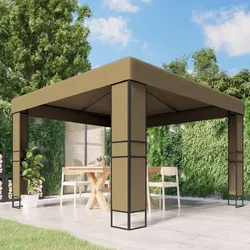 Pavillon mit Doppeldach 3x3x2,7 m Taupe 180 g/m2