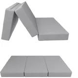 POKAR Klappmatratze 3-teilige Faltmatratze Wasserabweisend Camping Matratze Gästematratze Feldbett Klappbett Gästebett Bodenmatratze Schlafmatratze 160 x 195 x 15 cm, Grau