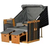 Outsunny Strandkorb Volllieger Gartenliege mit Getränkehaltern aus PE-Rattan, hellgrau, 118x79x160cm, ideal für Garten - Terrasse Aosom.de