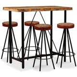 vidaXL 5-tlg. Bar-Set Altholz Massiv, Echtleder und Canvas