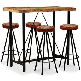 vidaXL 5-tlg. Bar-Set Altholz Massiv, Echtleder und Canvas