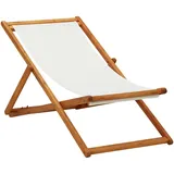 Teenpull – Strandstuhl Klappbar Eukalyptusholz Und Stoff Cremeweiß