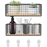 2 Stück Drahtkörbe aus Metall,stabiler Allzweckkorb, hängende Aufbewahrungskörbe,elegante Dekokörbe Haushalt,multifunktionaler Aufbewahrungsbehälter für Zuhause,Küche,Schrank,Wohnzimmer(schwarz)