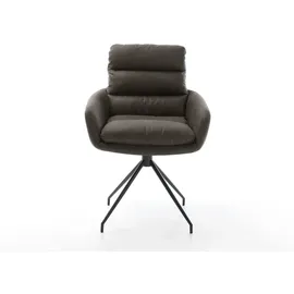 DeLife Esszimmerstuhl Abelia-Flex mit Armlehnen Mikrofaser Anthrazit Vintage Kreuzgestell konisch Schwarz,