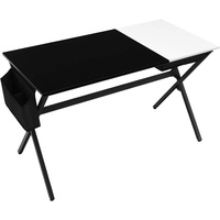 KOMFOTTEU Schreibtisch Computertisch, mit aufklappbarer Aufbewahrung schwarz|weiß