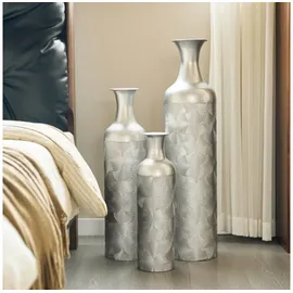 Eclairage Design Bodenvase groß 3er Set Aus Drei Großen Bodenvasen (50/66/83 cm) – Große Dekorative Metallvasen mit Geometrischen Mustern. Modernes Design. Ideal als Dekorative Pflanzgefäße für Pflanzen Zimmerdeko für Wohnzimmer