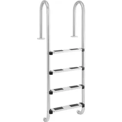 Uniprodo Poolleiter - 4 Stufen - enger Holmbogen UNI_POOL_LADDER_1570