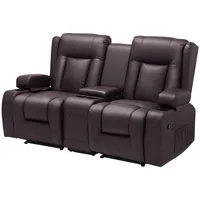 VEVOR Loveseat Relaxsofa verstellbare Liegecouch mit Mittelkonsole, Relaxsofa aus PU-Kunstleder mit USB-Anschlüssen & Getränkehaltern & Aufbewahrungstaschen, Liegesessel für Wohnzimmer/Wohnmobil