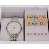 Schmuckset für Damen 10 teilig Farbe silber Armbanduhr 9 Paar Ohrstecker