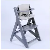 TIGGO Kinderstuhl TIGGO Hochstuhl Treppenhochstuhl Babyhochstuhl Kinderhochstuhl, aus Holz grau