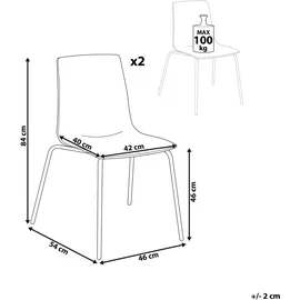 Beliani Esszimmerstuhl Kunststoff Transparent 2er Set
