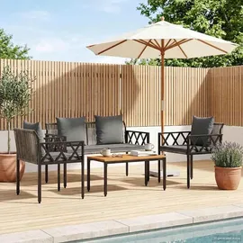 vidaXL Gartenmöbel-Set 4 Stk. Grau und Dunkelgrau Poly-Rattan