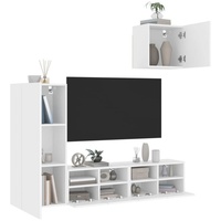 vidaXL TV-Schrank 4-tlg. Wohnwand Weiß Holzwerkstoff (1-St) weiß