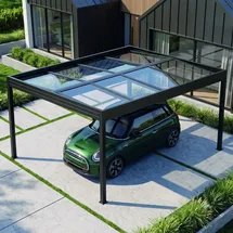 sunelements SunVaro Carport Kristall L 362 x 447 cm mit Glasdach anthrazit-metallic