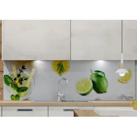 Express Küchen Küchenrückwand Cocktail, (1-tlg) bunt|weiß 180 cm x 55,9 cm