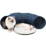 Catit Vesper Tunnel für Katzen, mit Schlafkissen, blau