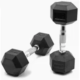 SUPRFIT - Hexagon Kurzhanteln paarweise mit gummiertem Eisenkern - Fitness Gewichte Hanteln 2 x 5 kg mit rutschfestem Chromgriff - Premium Kurzhantel Set für Calisthenics, Krafttraining & Crossfit