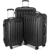 Hauptstadtkoffer Alex - 3er Koffer-Set Trolley-Set Rollkoffer Reisekoffer Erweiterbar, TSA, Doppelrollen, (S, M & L), Schwarz