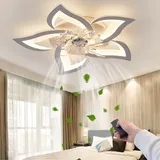 LED Deckenventilator Mit Beleuchtung, 50W Dimmbar (3000K-6000K) Deckenleuchte Mit Ventilator, Leise Reversibel Deckenventilator Mit Lampe Für Wohnzimmer Schlafzimmer Esszimmer Lampen 69cm