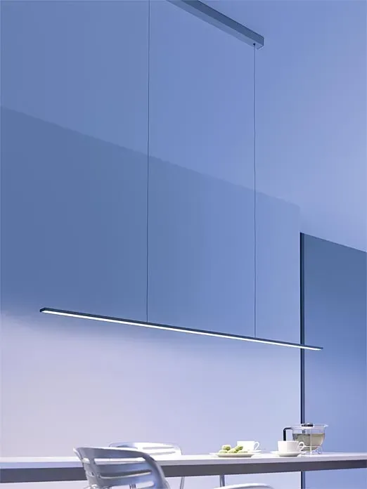 Gera-Leuchten LED-Deckenleuchte GL 6 Pendelleuchte silber, Designer Thomas Ritt, 1x90x4 cm