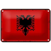 Femer Blechschild Flagge Albanien 18x12cm Retro Flag Albania